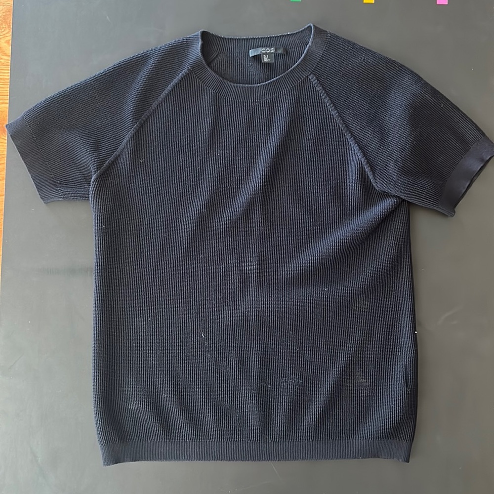 COS navy knitted top